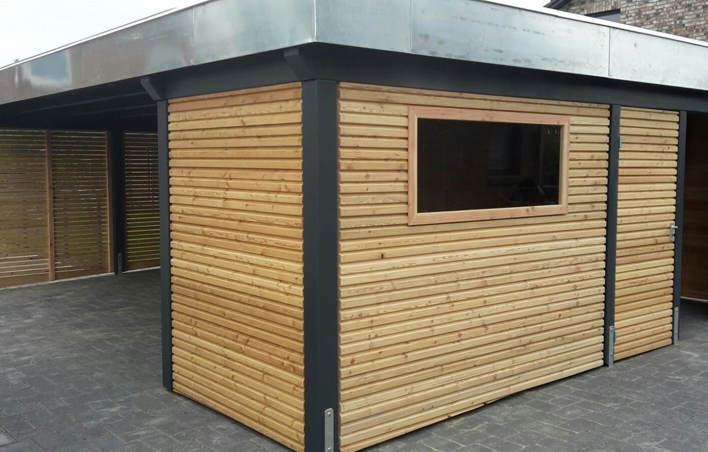 Doppelcarport mit Rhombus Konstruktion Anthrazit
